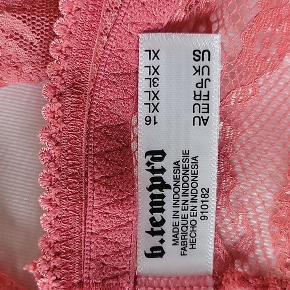 b. tempted Coral Lace Bralette, Size: XL, NWT - Picture 6 of 7